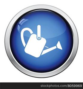 Watering can icon. Glossy button design. Vector illustration.