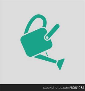 Watering can icon. Gray background with green. Vector illustration.