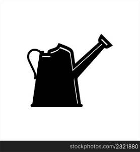 Watering Can Icon, Watering Pot, Garden, Plant, Portable Water Container With A Handle, Funnel Vector Art Illustration