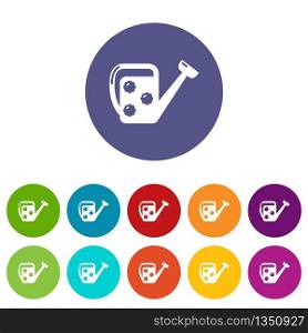 Watering can icons color set vector for any web design on white background. Watering can icons set vector color