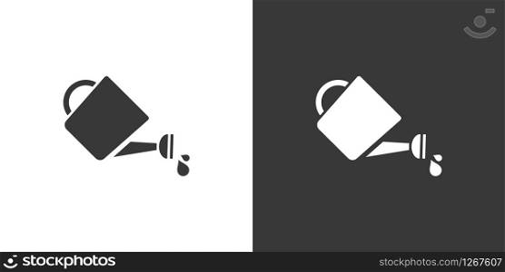 Watering can. Isolated icon on black and white background. Gardening glyph vector illustration