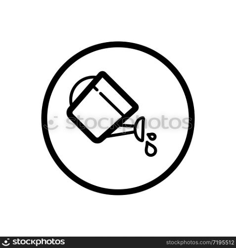 Watering can. Outline icon in a circle. Isolated gardening vector illustration