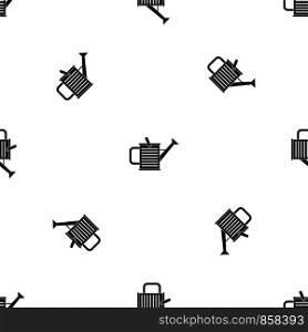 Watering can pattern repeat seamless in black color for any design. Vector geometric illustration. Watering can pattern seamless black