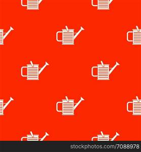 Watering can pattern repeat seamless in orange color for any design. Vector geometric illustration. Watering can pattern seamless