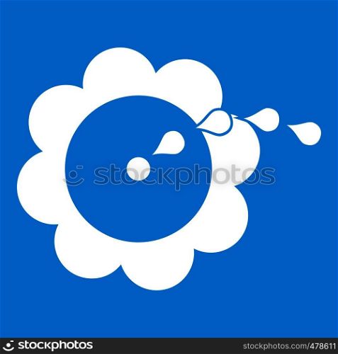 Watering flower icon white isolated on blue background vector illustration. Watering flower icon white