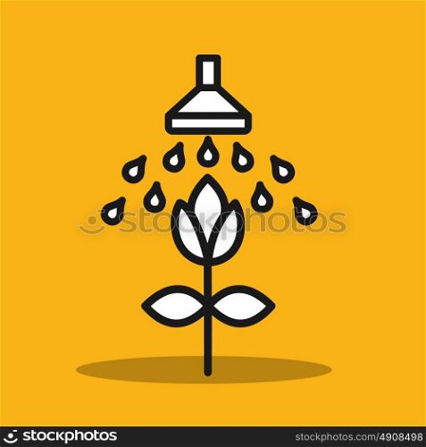 Watering flowers. Irrigation system for the plants. Vector icon.