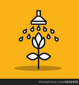 Watering flowers. Irrigation system for the plants. Vector icon.