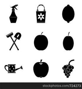 Watering icons set. Simple set of 9 watering vector icons for web isolated on white background. Watering icons set, simple style