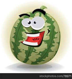 Watermelon Character. Illustration of an appetizing cartoon watermelon character, happy and smiling
