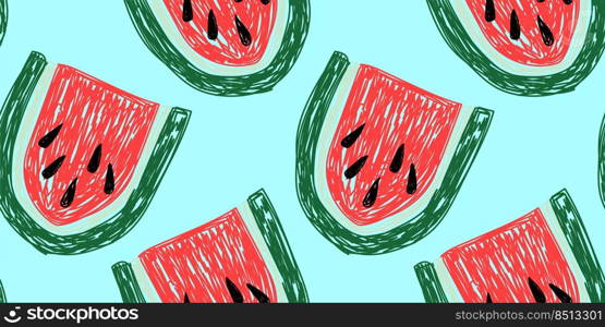Watermelon fruit seamless pattern. Food sketch illustration. Natural background.. Watermelon fruit seamless pattern. Food sketch illustration. Natural background
