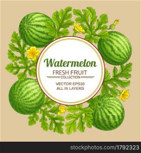 watermelon fruit vector frame on color background. watermelon vector frame on color background