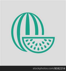 Watermelon icon. Gray background with green. Vector illustration.