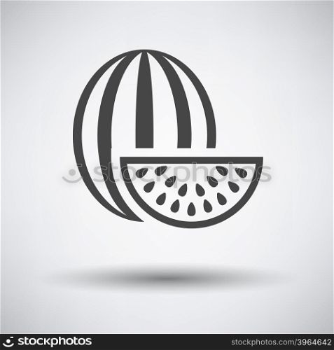 Watermelon icon on gray background with round shadow. Vector illustration.