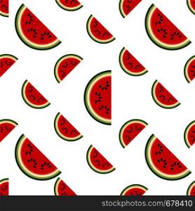 Watermelon Icon Seamless Pattern, Fruit Icon Vector Art Illustration