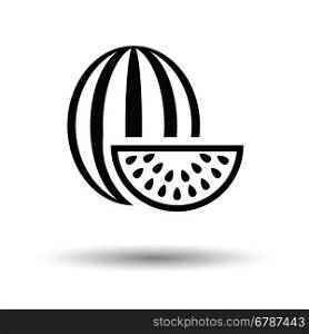 Watermelon icon. White background with shadow design. Vector illustration.