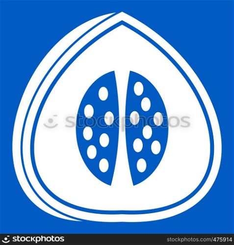 Watermelon icon white isolated on blue background vector illustration. Watermelon icon white