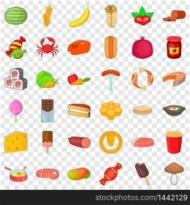 Watermelon icons set. Cartoon style of 36 watermelon vector icons for web for any design. Watermelon icons set, cartoon style