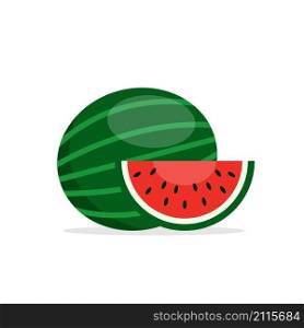 Watermelon isolated on white background. Fresh fruit in summer. Vector stock