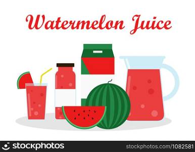 Watermelon Juice with pack template packaging design - vector illustration