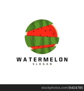 Watermelon Logo, Fresh Red Fruit Farmer Farm Vector, Watermelon Juice Template Illustration Design