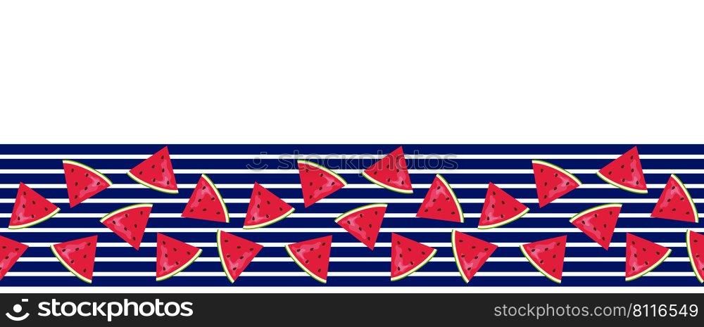 Watermelon pattern design with striped geometric background