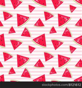 Watermelon seamless pattern design with pink striped  geometric background