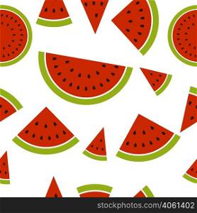 Watermelon seamless pattern made from pieces and segments sliced watermelon vector illustration for print or website design. Watermelon seamless pattern