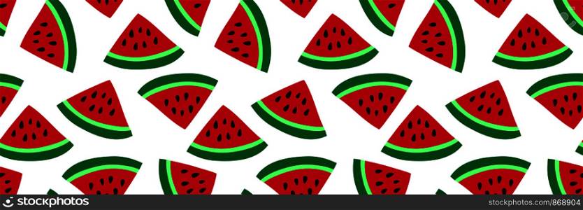 Watermelon seamless pattern. Red berry. Sweet exotic tropical fruit. Fashion design. Food print for dress, textile, curtain or linens. Hand drawn vector sketch background. Vegan menu