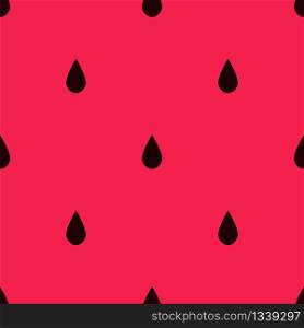 Watermelon Seamless Pattern with Black Drops on Red Space. Wrapping or Textile Design. Abstract Ornaments. Casual Stylish Wallpaper, Wrapping, Fabric, Print production. Vector Illustration. Seamless Pattern Watermelon Drops on Red Space