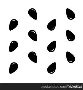 Watermelon seeds seamless repeating pattern in silhouette vector design