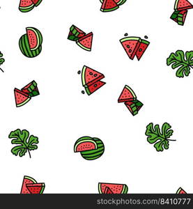 watermelon summer fruit slice vector seamless pattern thin line illustration. watermelon summer fruit slice vector seamless pattern