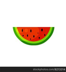 Watermelon. The summer food. Juicy red and green fruit. Flat cartoon isolated on white. Watermelon. The summer food.