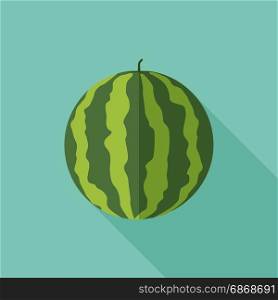 Watermelon with long shadow. Watermelon with long shadow in flat style.