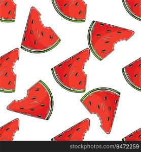 Watermelons. Seamless pattern for kitchen, restaurant or shop. Illustration in hand draw style. Can be used for fabric, packaging, wrapping and etc. Seamless pattern with tropical fruits. Illustration in hand draw style