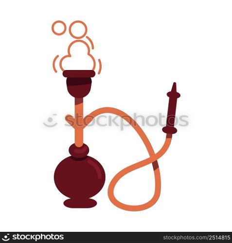 Waterpipe smoking semi flat color vector object. Full sized item on white. Heating tobacco product. Water container. Simple cartoon style illustration for web graphic design and animation. Waterpipe smoking semi flat color vector object