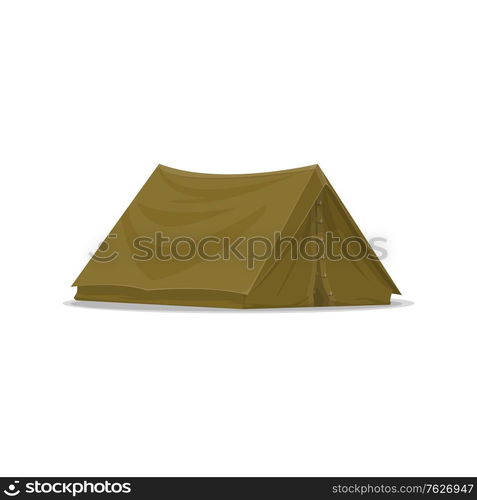 Waterproof camping tent isolated vector icon. Portable dwelling, hiking or hunting equipment. Camping tent icon, hunting equipment