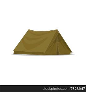Waterproof camping tent isolated vector icon. Portable dwelling, hiking or hunting equipment. Camping tent icon, hunting equipment