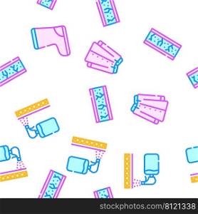 Waterproof Material Collection Vector Seamless Pattern Color Line Illustration. Waterproof Material Collection Icons Set Vector Illustrations