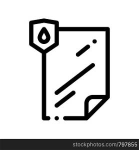 Waterproof Material File Vector Thin Line Icon. Waterproof Material Lamination Document, Industrial Use Linear Pictogram. Clothes, Moisture Absorbing Substance Contour Illustration. Waterproof Material File Vector Thin Line Icon
