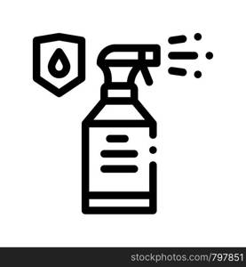 Waterproof Material Spray Vector Thin Line Icon. Waterproof Material Plastic Detergent Bottle, Industrial Use Linear Pictogram. Clothes, Moisture Absorbing Substance Contour Illustration. Waterproof Material Spray Vector Thin Line Icon