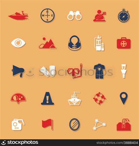 Waterway related classic color icons with shadow, stock vector