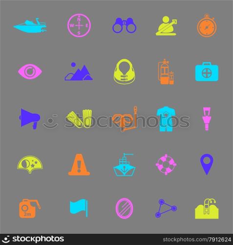 Waterway related color icons on gray background, stock vector