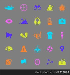 Waterway related color icons on gray background, stock vector