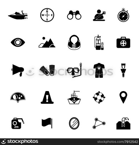 Waterway related icons on white background, stock vector