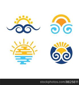 wave and sun icon vector illustration concept design template web
