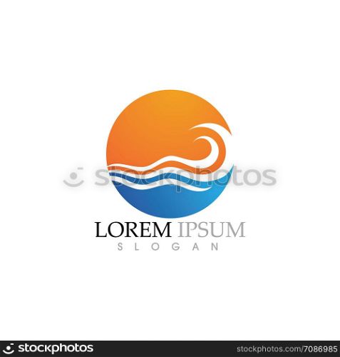 wave and sun vector illustration logo