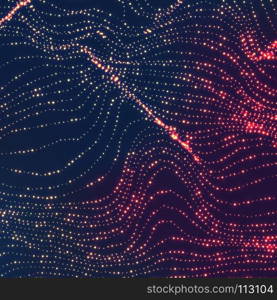 Wave Background. Ripple Grid. Glowing Round Particles. Swarm Of Dots. Vector Illustration. Wave Background. Ripple Grid. Glowing Round Particles. Swarm Of Dots. Vector