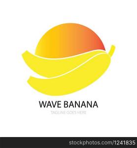 wave banana icon logo vector