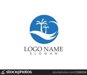 Wave beach holidays logo vector illustration