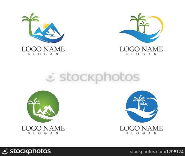 Wave beach holidays logo vector template